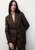 Women’s Double-Breasted Worsted Blazer with V-Neckline