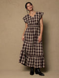Women’s Plus-Size Plaid Ruffle V-Neck Dress