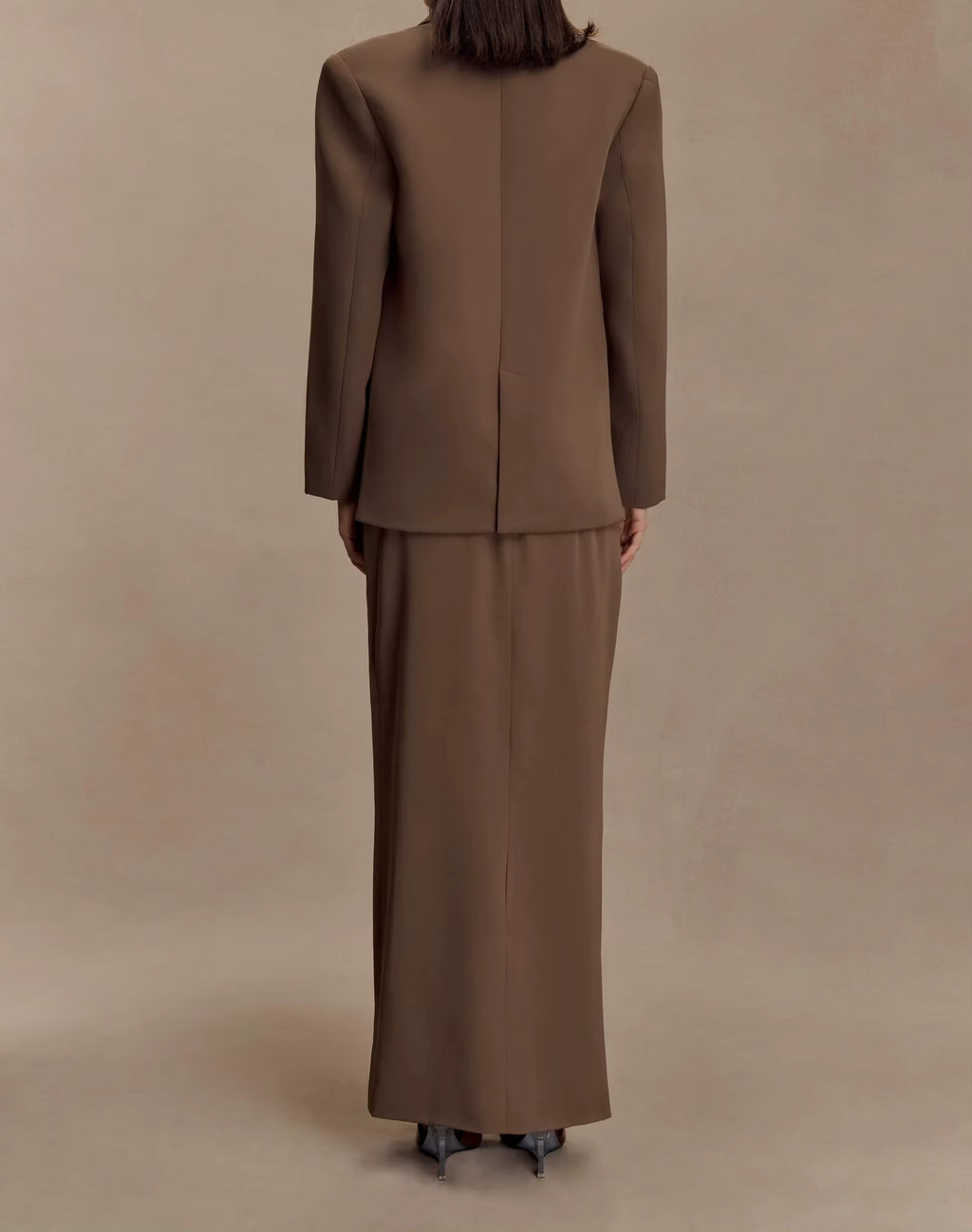 Women’s Oversized Single-Breasted Velour Blazer in Cacao Brown