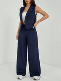 Women’s Sleeveless Blazer & Wide-Leg Trouser Set
